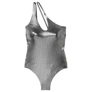 NWOT VICTORIA'S SECRET Cut Out Metallic One Shoulder One Piece Swimsuit Foil